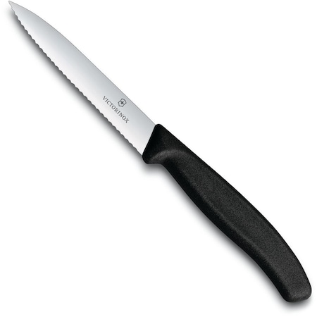 Swiss Army Brands 2024 Kitchen Swiss Classic Paring 4In Serrated, Spear Point Blade, 5/8In Width At Handle Black VIC-6.7733
